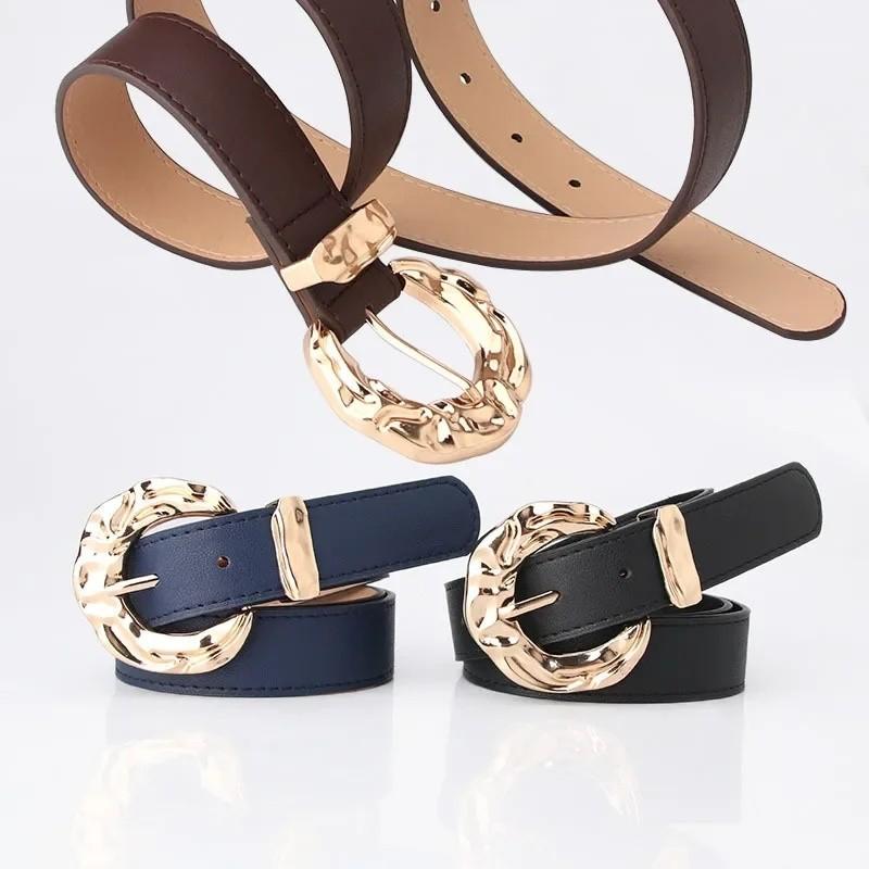 Fashion Womens Pu Belt With Metal Buckle For Casual And Office Wear