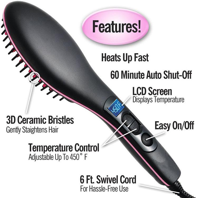 LED Display Dual-Use Electric Hair Straightener Comb