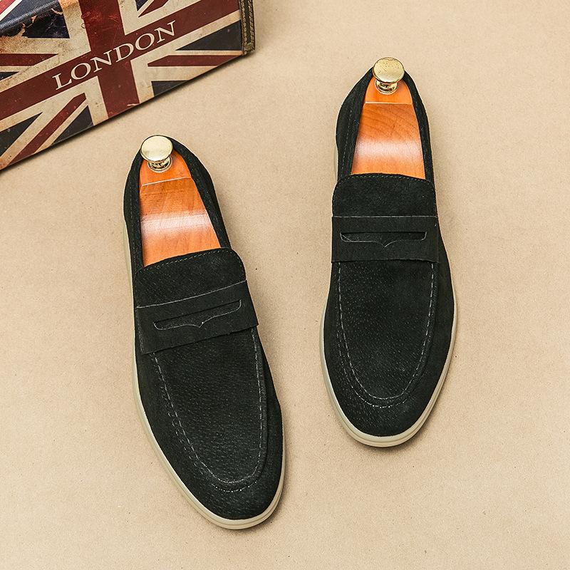 

Men s Shoes Large Size Casual Shoes Fashion Sleeve Men s Loafers Trend Dress Small Leather Shoes Business Leather Shoes Men s 46 чёрный