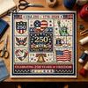 Cotton Embroidery Cloth 250th Anniversary Cross Stitch Kit, Independence Day Theme, Red White Blue Threads American Flag Set, Patriotic USA