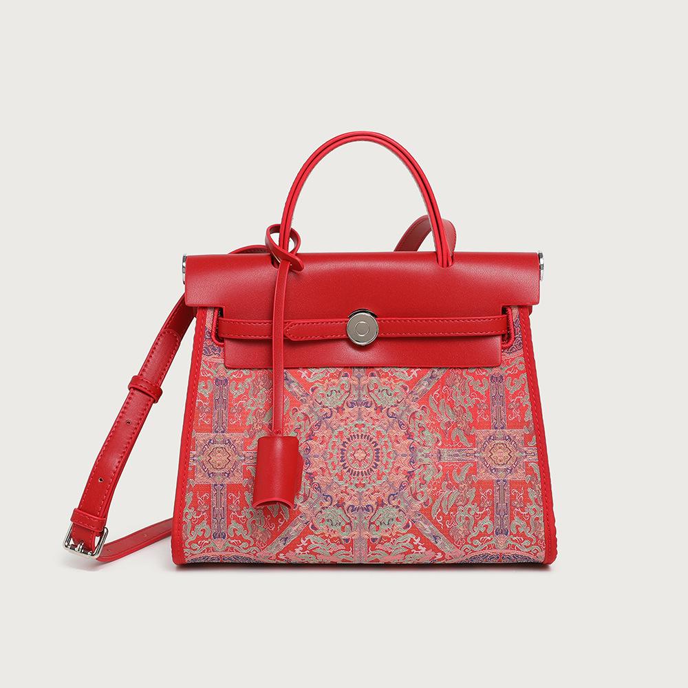 Guofeng Song Jin Canvas Bag Herbag Entry Kelly Bag One Shoulder Crossbody Handbag Women'S Bag