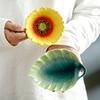 180ML Sun Flower Mug European Couple Afternoon Tea Coffee Cup Saucer Set Home Office Ceramic Tea Cup Drinking Set Wedding Gift
