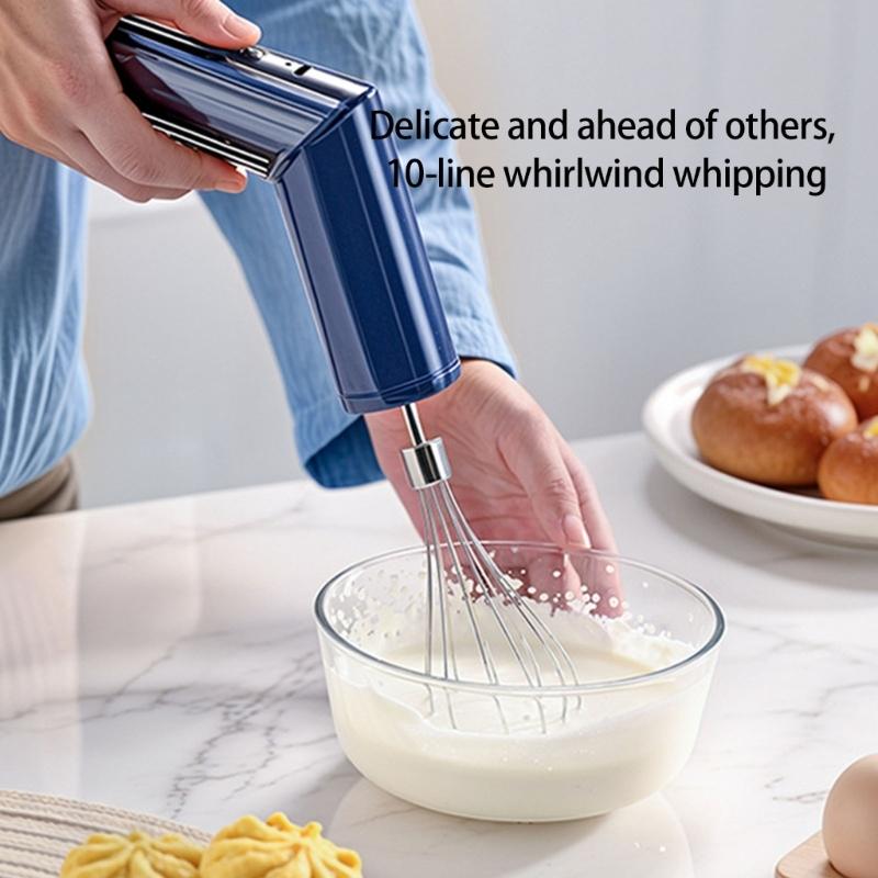 Small Handheld Mixer 3 Speed Mode Wireless Operation Foldable Storage Double Stainless Steel Whisks Attachments