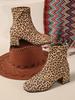 2025 Frühling/Sommer Damen Chunky Heel Stiefeletten, Vielseitige Mittelhohe Martin, Übergröße Leopardenmuster, Perfekt für Frühling & Herbst