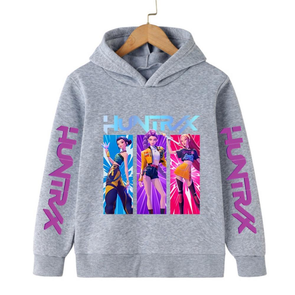 Korean-style Kids Fashion Hoodie Kpop Demon Hunter Fleece Sweatshirt Cute Harajuku-style Girls Fall/Winter Pullover