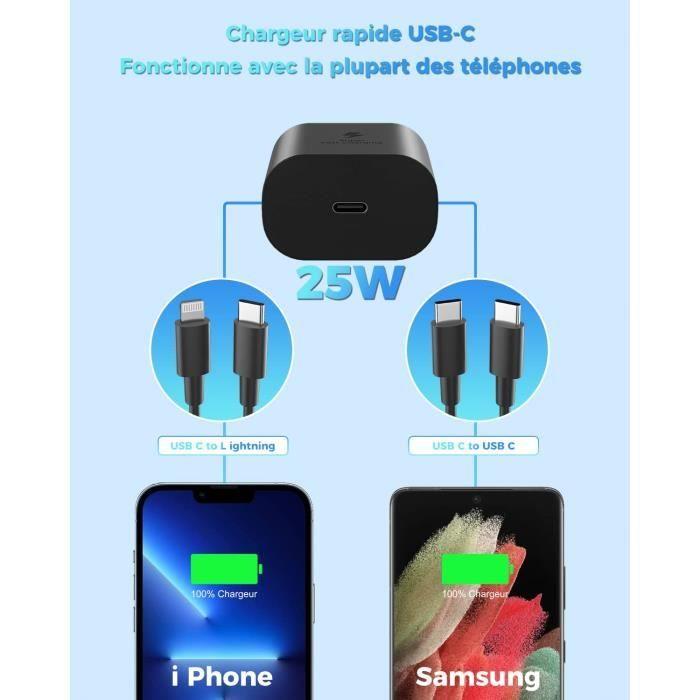 Chargeur USB C - Samsung - 25W - Ultra Rapide - 1.5M - Compatible avec Galaxy A/S Series