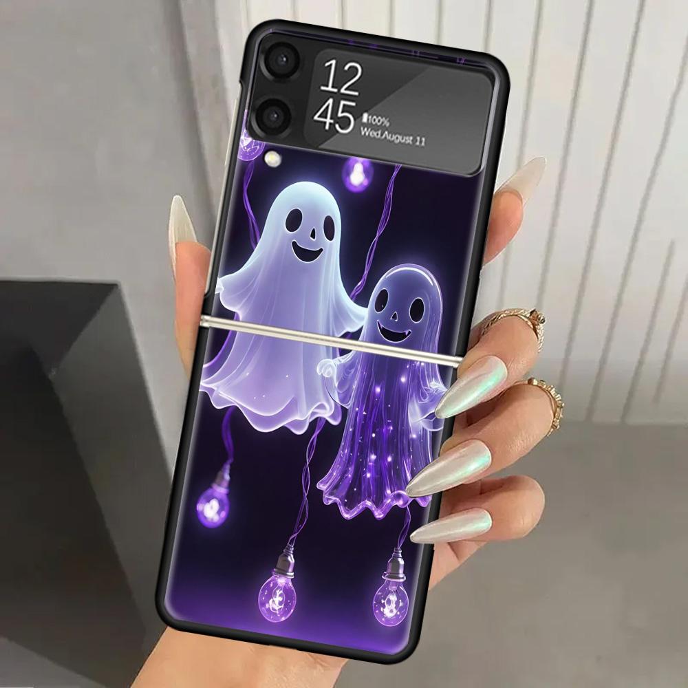 Cute Halloween Ghost Hard PC Back Phone Case for Samsung Galaxy ZFlip 7 6 5 Z Flip 4 ZFlip6 Z Flip7 5G ZFlip4 Flip3 Zflip5 Cover