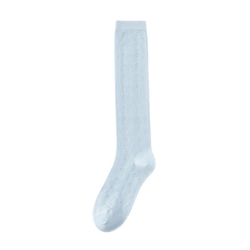 Calcetines de Verano para Niños, Malla Fina, Estilo Calcetines de Pantorrilla de Color Sólido, Lindos, Abiertos, Transpirables, Algodón Puro, Anti-torsión, Largos