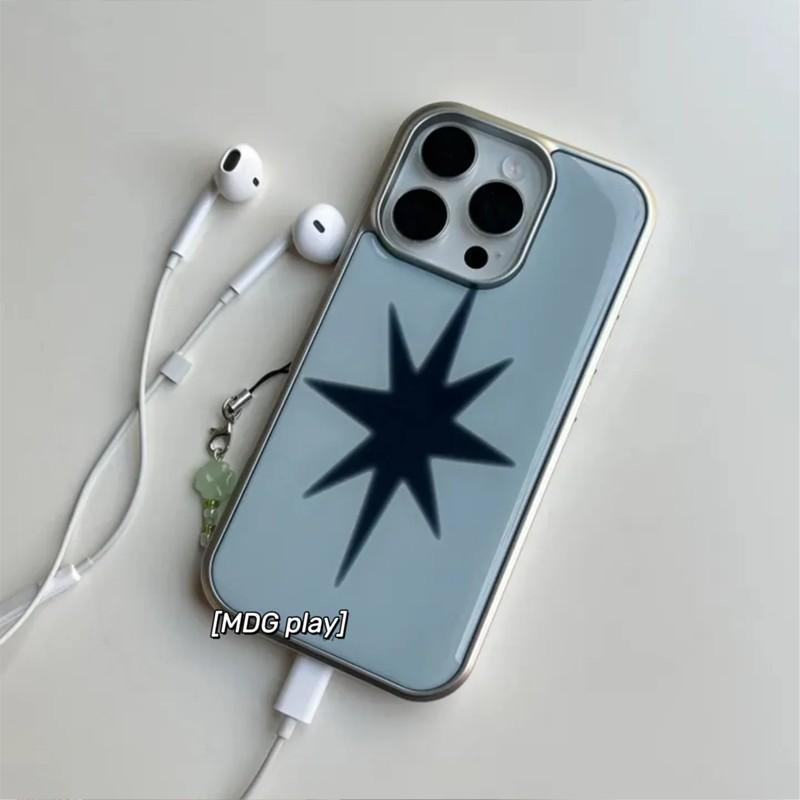

INS Korean Simple Creative Blue Star Phone Case for iPhone 17 16e 16 15 14 13 12 11 Air Pro Max X XR XSMAX 8 7 Plus Luxury Cover iPhone 16 Pro
