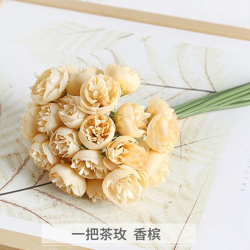 27 Head Artificial Flowers Plastic Tea Rose Bouquet Decoration Wedding Decor Bouquet Garden Party Home Decor Ornaments