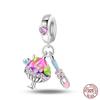 New 925 Silver Fashion Beer Champagne Red Wine Glass Drink Charms Beads Fit Original Bracelet DIY Jewelry Gift