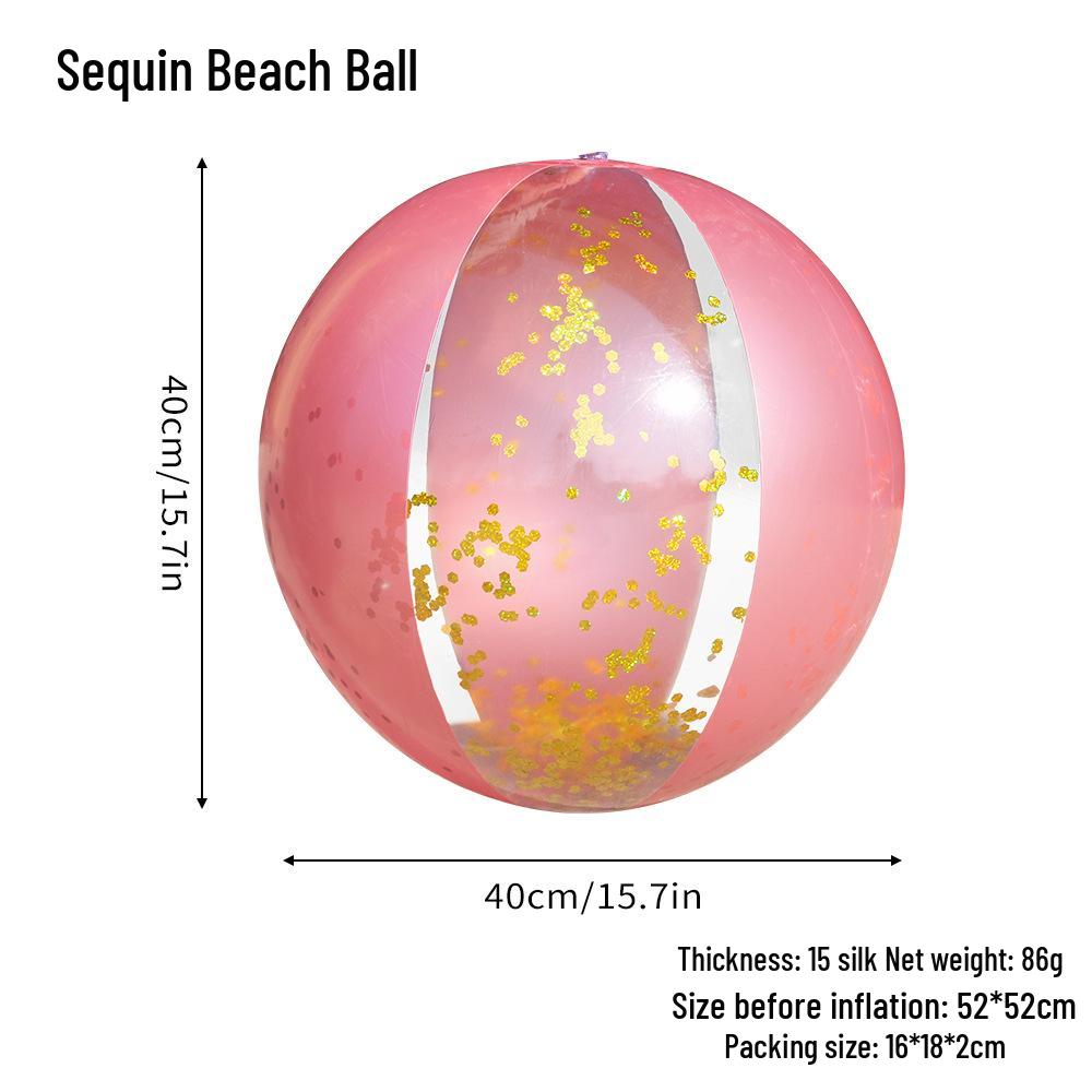 PVC Inflatable Transparent Beach Ball with Blue Sequins for Water Play and Photo Props