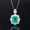 European and American Retro Simulation Emerald Pendant Ring Hand-set Diamond Women's Main Stone 12 * 14
