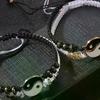 2Pcs Tai Chi Yin Yang Couple Bracelets Necklaces Set Pendant Adjustable Braid Chain Bracelet Matching Lover Bracelets Choker