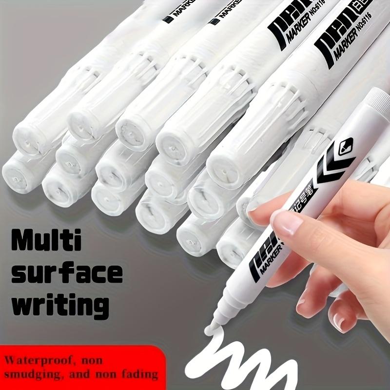 8-Pack White Markers - High Quality Non-Smudge Oil-Based Ink, Medium Tip for Multi-Surface Writing On Plastic, Glass, Metal