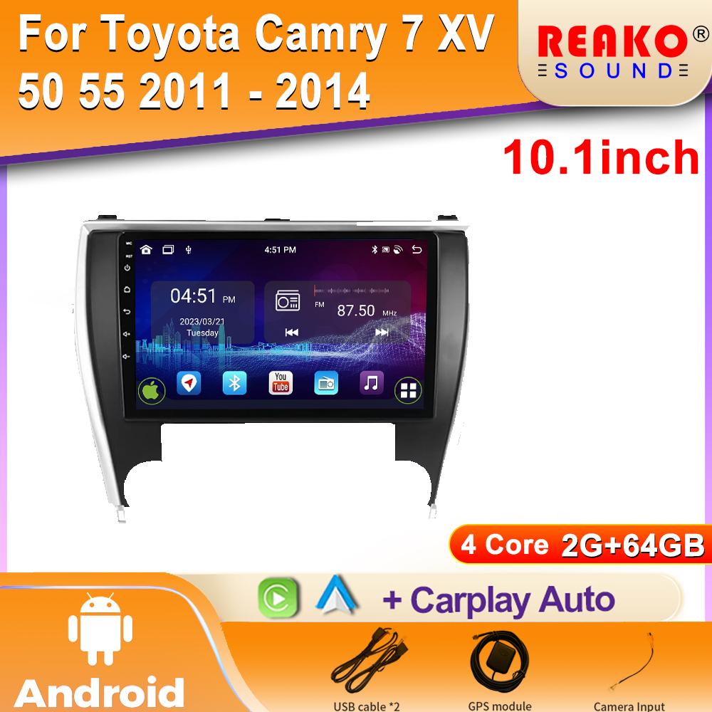 For Toyota Camry 7 XV 50 55 2011 - 2014 Android Car Radio Multimedia Navigation 4G GPS CarPlay Wireless Stereo 2 Din Screen