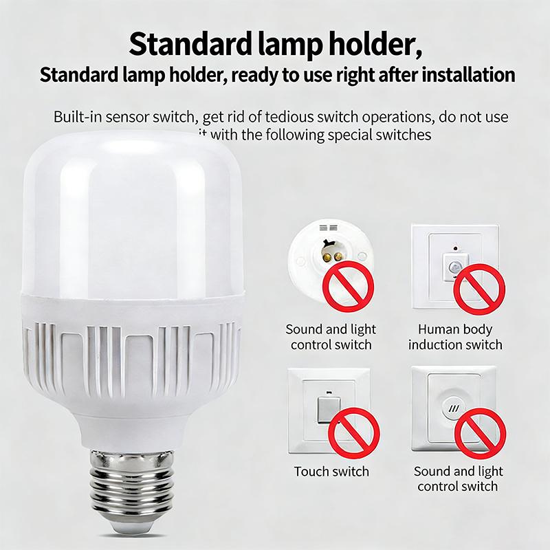 Flimmerfri LED-pære Lys Bærbar 20W 30W Nødpære Gårdhave Udendørs Pære Strømsvigt Nødsituation