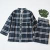 Spring and Autumn Women's Pure Cotton Cotton Velvet Gingham Long Sleeves Pajamas Casual Comfortable Homewear Suit