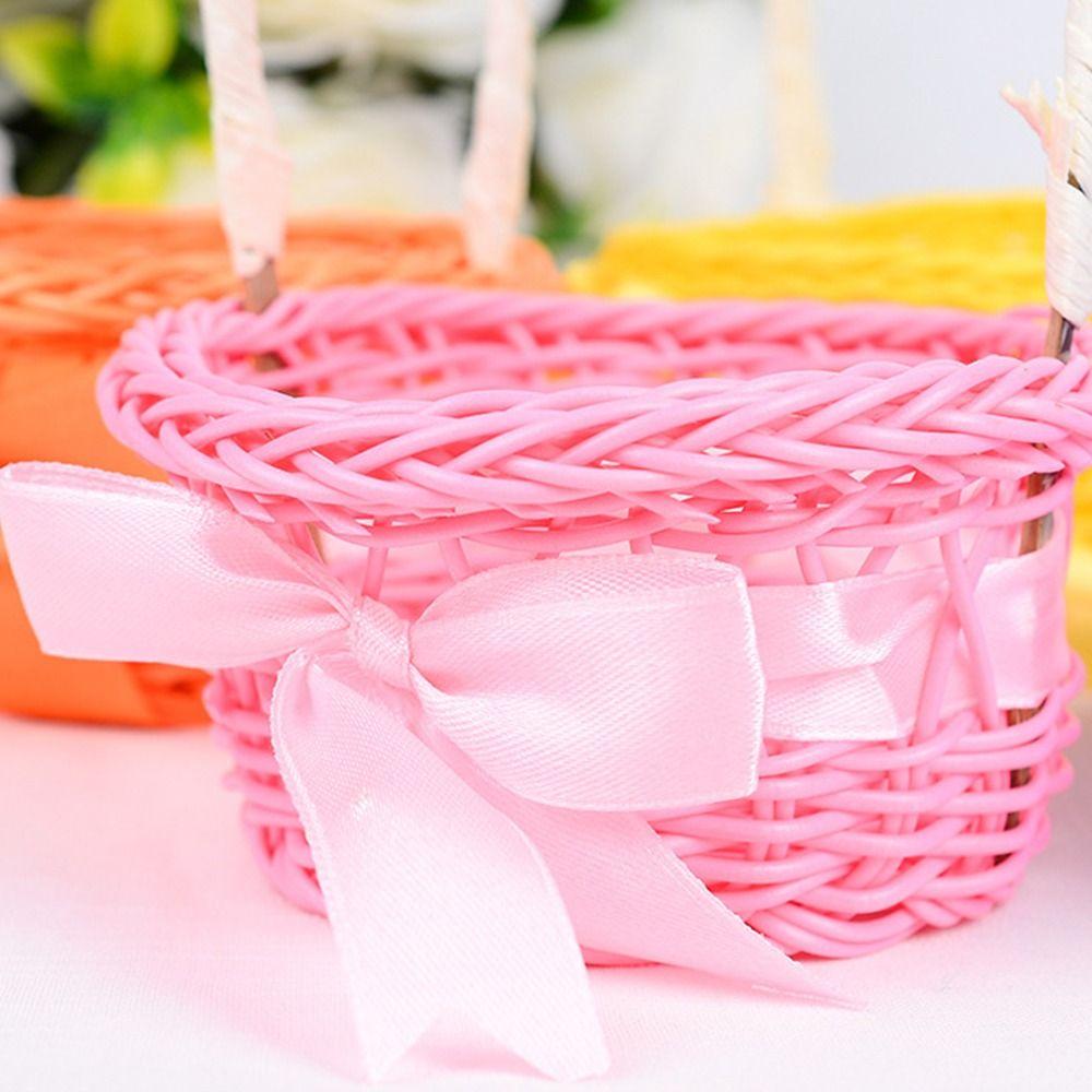 Hand-held Small Flower Storage Basket Rattan Woven Wicker Flower Basket For Plant Home Wedding