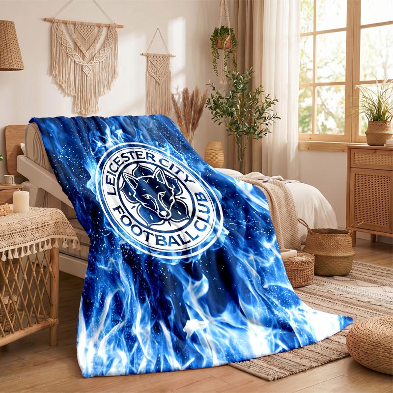 Leicester City Football Print Flannel Blanket Soft Warm Sofa Bed Throw Blanket For Home Office Bedroom