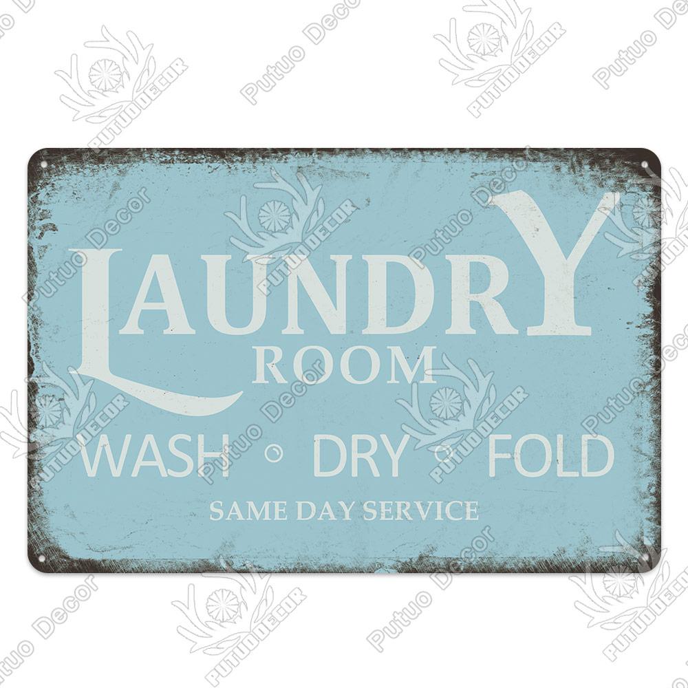 Putuo Decor Room Funny Plaque Metal Vintage Tin Sign Laundry Toilet Powder Retro Wall Art Poster for Home Man Cave Iron Painting