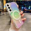 New Gradient Shell Samsung S24ultra Mobile Case Anti Fall Aurora Suitable for S23plus Transparent Color Plated Laser