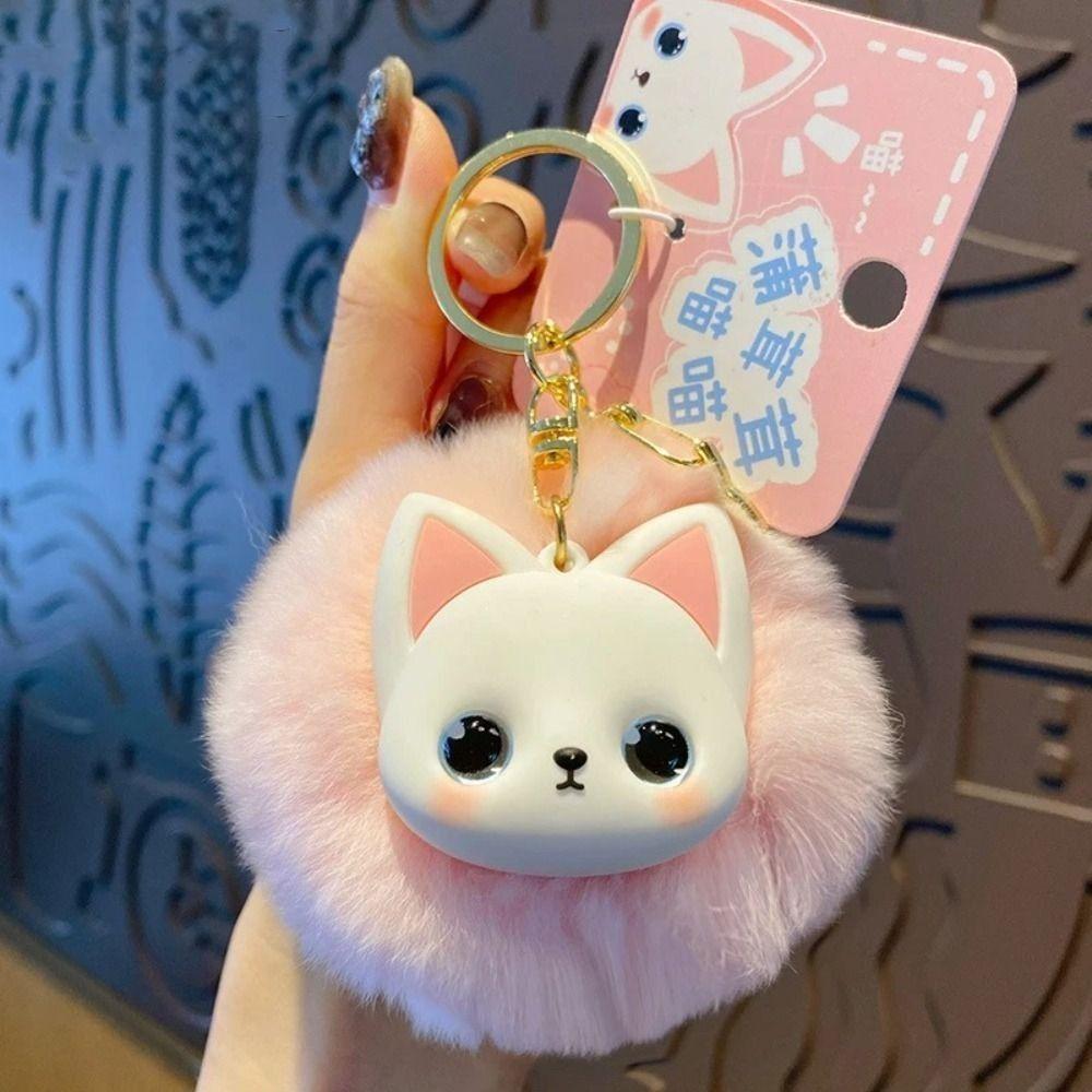 Long Mane Plush Cat Keychain Big Ear Cute Animal Keychain Cat Plush Pendant Friends Birthday Gifts