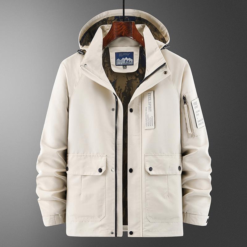 Spring and Autumn Men's Mountain Loose Casual Jacket Functional Outdoor Hooded Outside Long Sleeve Jacket