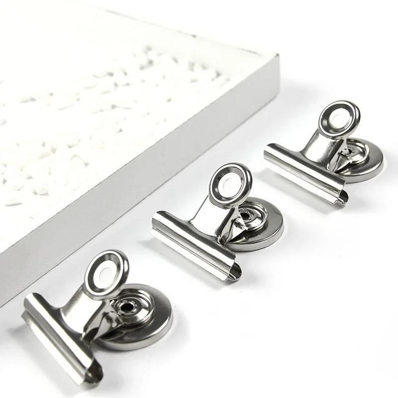 New 2Pcs Metal Round Fridge Magnetic Sticker Clips Fridge Wall Memo Note Message Binders Clamp Holder Whiteboard Magnet Colorful