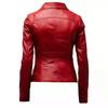 Klassische Stilvolle Rote Damen Motorradjacke aus Echtem Lammleder Handgefertigt