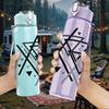 1PC Intersecting Triangle Geometric Shape 750ml Color Plastic Water Bottle Leakproof Flip Straw Lid For Sports Office Home Use