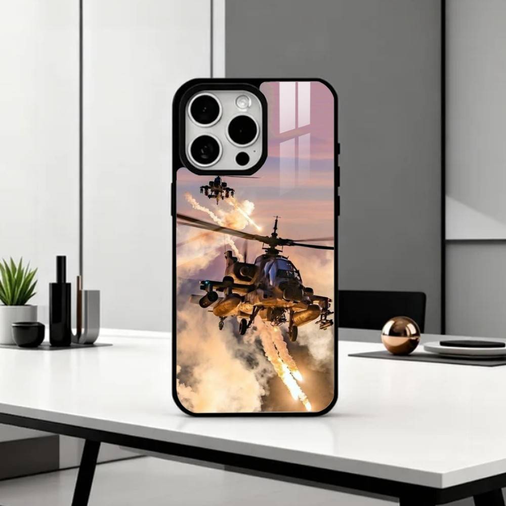 Apache AH-64 Helicopter Gunships Phone Case For iPhone17,16,15,14,13,12,11 Plus,Pro Max Magnetic For Magsafe Wireless Charging