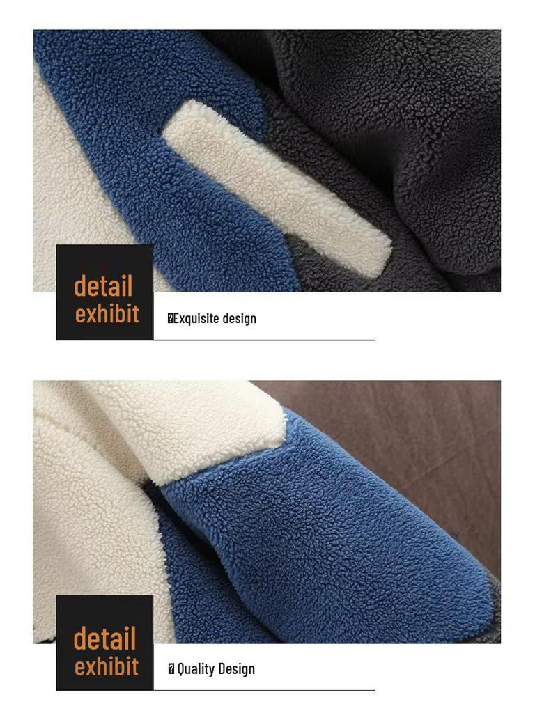 Men's Trendy Cotton Fleece Hooded Jacket - Lambswool Padded Winter Coat for High School Students