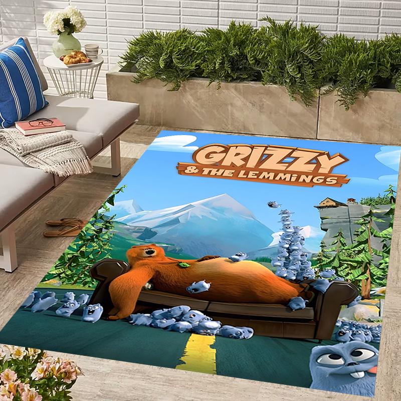 1pc Grizzy The Lemmings1 Design Area Rug - Non-Slip, Soft & Cozy Floor Mat for Living Room, Bedroom, Office - Indoor/Outdoor Decorative Carpet