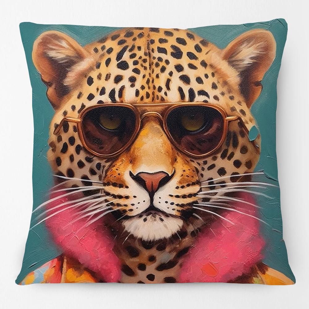 European Fashion Leopard Rabbit Fox Tiger Smoking Lion Animals Portrait Cushion Covers Pillowcase For Sofa