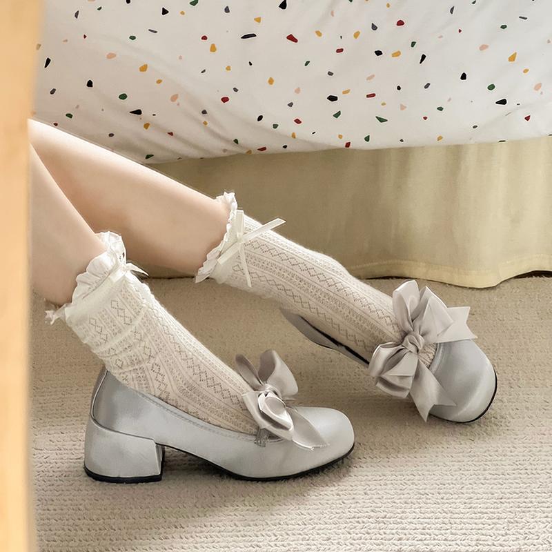 Round Toe Thick Sole JK Lolita Mary Jane Cute Women Pumps Bow Sweet Simple Comfortable Versatile Casual Loafers Single Shoes