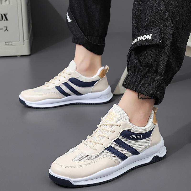 Sneakers Spring and Summer New Mesh Breathable Running Shoes Light and Comfortable Thick-soled Rebound Lace-up Men's Shoes