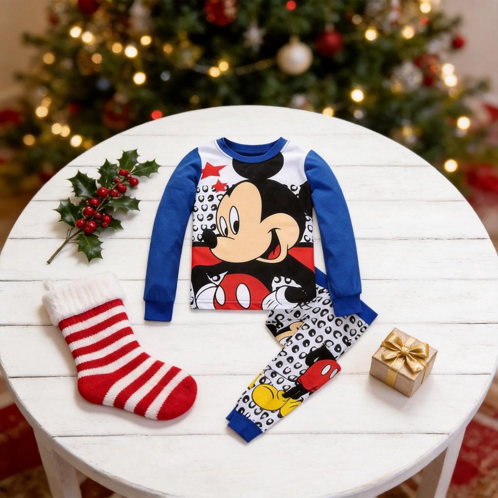 Mickey Minnie Mouse Girls Pajama Set With Cotton Fabric And Warmth For Sleepwear Comfort