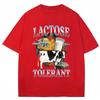 Laktoseintolerant Lustiges Milchmuster T-Shirt Damen Retro Mode Kurzarm Sommer Lässig Humor Damen T-Shirts