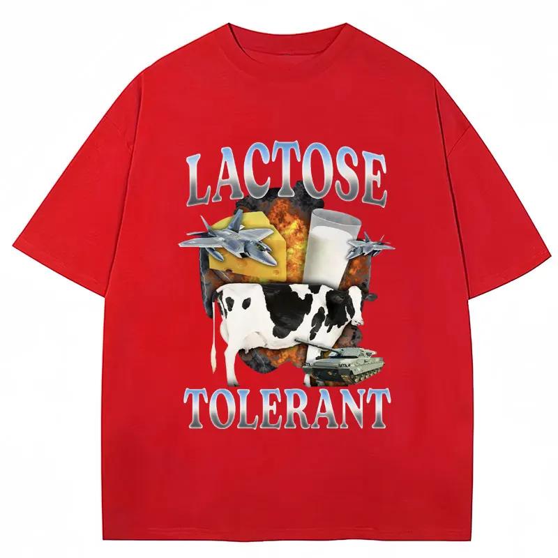 Laktoseintolerant Lustiges Milchmuster T-Shirt Damen Retro Mode Kurzarm Sommer Lässig Humor Damen T-Shirts