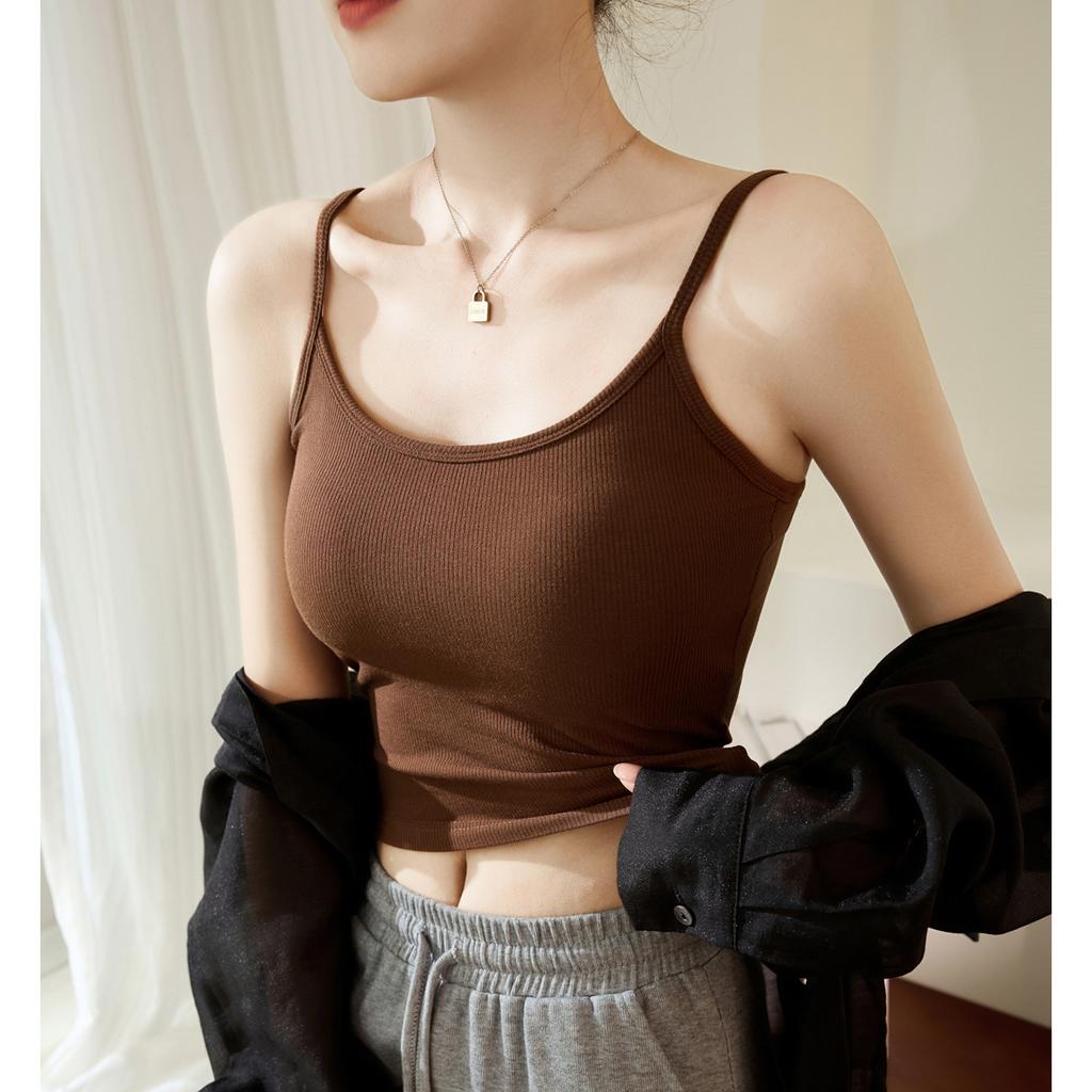 Summer Women with Bra Pads Inside The Poly Poly Thickening Show Bust Large Bra One Halter Vest