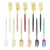 6Pcs Colorful Forks Set Tea Cake Snack Fork Dinnerware Cutlery Matte Stainless Steel Tableware Dessert Fruit Fork Silverware Set