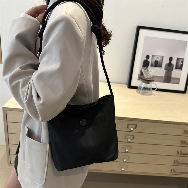 Stylish Large Capacity Solid Color Casual Nylon Shoulder Bag For Everyday Use