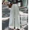 2025 Spring Women's High Waist Loose Wide-Leg Cotton Pants with Drawstring