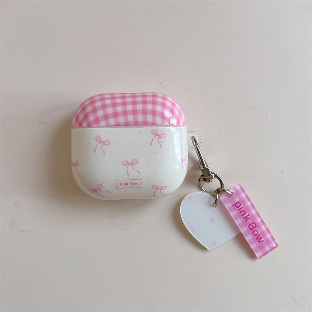 Korean Pink Bow IMD Earphone Cover for Apple AirPods 1 /1 Generation Creative Bluetooth Case PRO/PRO1