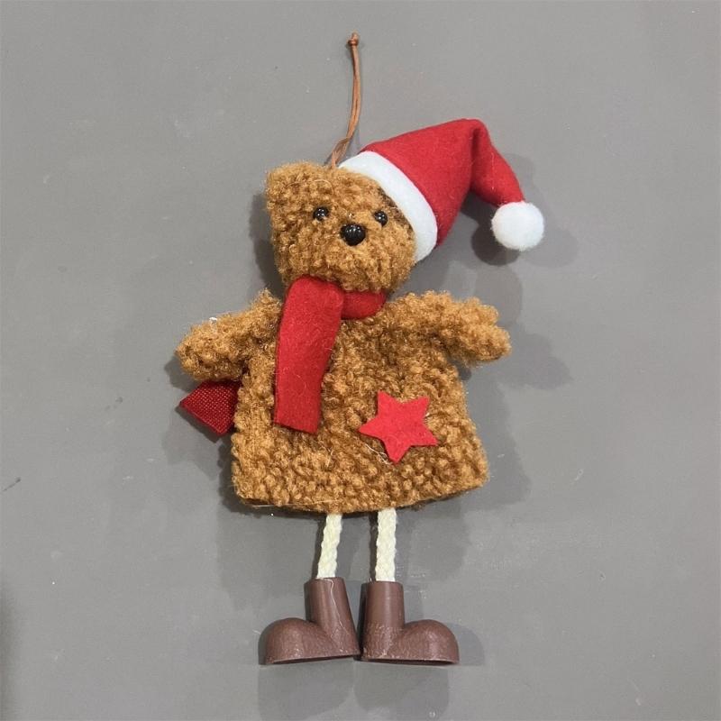 Christmas Tree Decorations Santa Hat Bear Christmas Ornament Fabric Doll Small Pendant For Home Party And Holiday