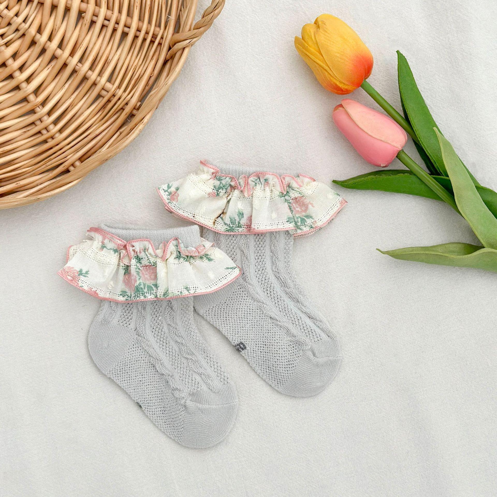 

Очаровательные детские хлопковые носки-гольфы с кружевной отделкой и дышащей сеткой в стиле Лолита. Мягкие и милые для девочек 0-3 лет. Детские носки. S for 0-1Y