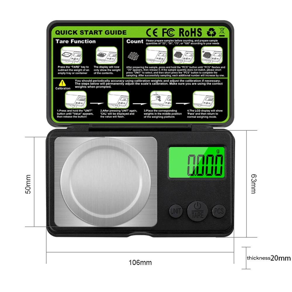 Balance Numérique Mini Haute Précision 0,001g Balance Milligrammes Bijoux Balance de Cuisine Portable pour la Cuisson 50/100g Balance Milligrammes Balance à Affichage Électronique