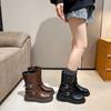 Medium Knight Boots Women's Maillard Brown Skinny Martin Boots Western Cowboy Boots New Fashion Short Boots