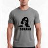 TSUNAMI (in black) TShirt Summer Casual Cotton Tee Oversized Streetwear Tops Vintage Graphic Print Loose Fit Short Sleeve